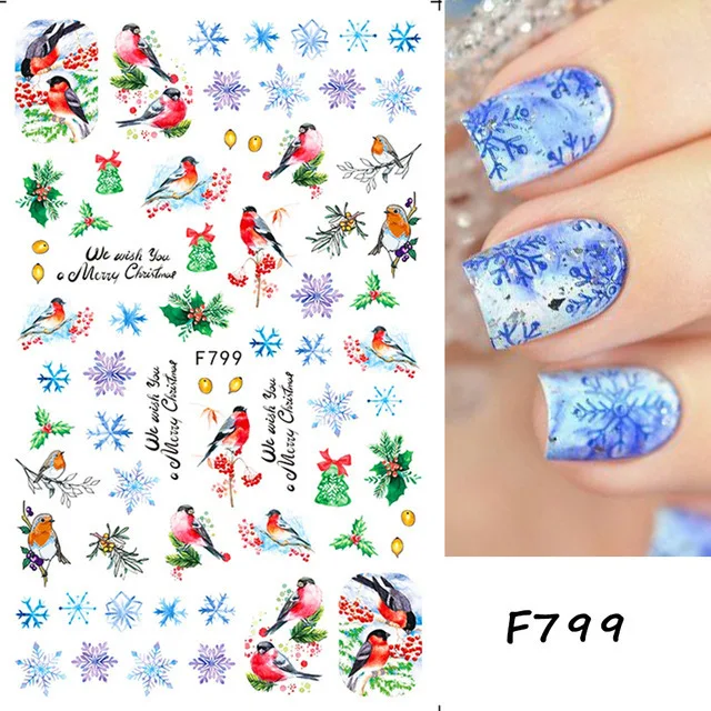 9Pcs Gold Laser Color Christmas Colorful Nail Art Stickers Cartoon Elk  Christmas Tree Snowflake Snowman Animal Decoration DIY Design Nail Art  Decals Decorative Nail Art Accessories