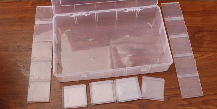 15 Сетка Коробка Для Хранения Прозрачный отделения съемные перегородки органайзер хранилище сумочка пластиковая коробка ювелирных изделий серьги держатель Органайзер