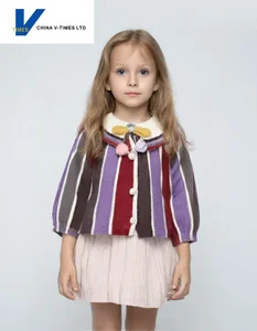 China V-Times 2026 Spring Autumn Girls Sweater Knitted Baby Cardigan Jacket Sweet Style New Children's Clothing for Girls