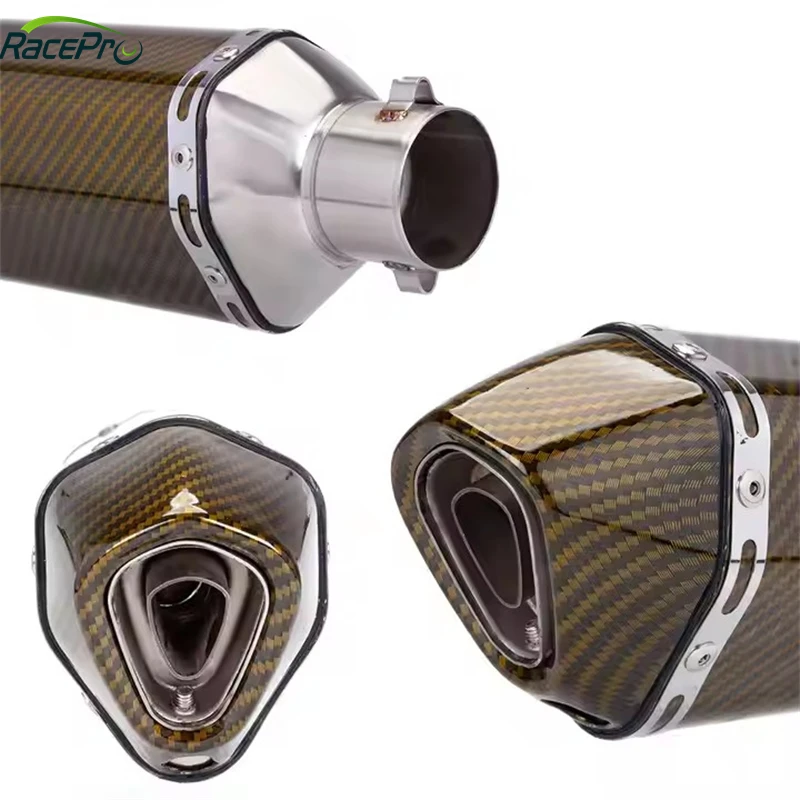 RACEPRO RP0520-1056 51mm Motorcycle Exhaust Double Hole Muffler Stainless Steel Universal for Harley BMW Yamaha Honda
