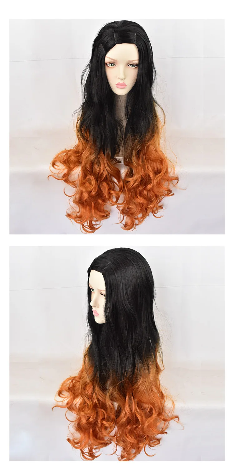Japanese Demon Slayer Anime Characters Black Orange Kamado Nezuko Cosplay  Long Curly Big Wave Synthetic Wigs - Buy Long Curly Synthetic Wigs,Big Wave  Wigs,Cosplay Wigs Product on Alibaba.com