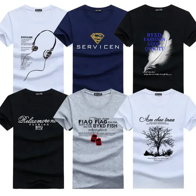 Custom fitted polyester cotton slogan t-shirts for men screen printing luxury brand men's t-shirts breathable graphic tshirts
