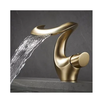 Bathroom household copper basin faucet Bathroom basin waterfall cold and hot anti-splash gun gray faucet