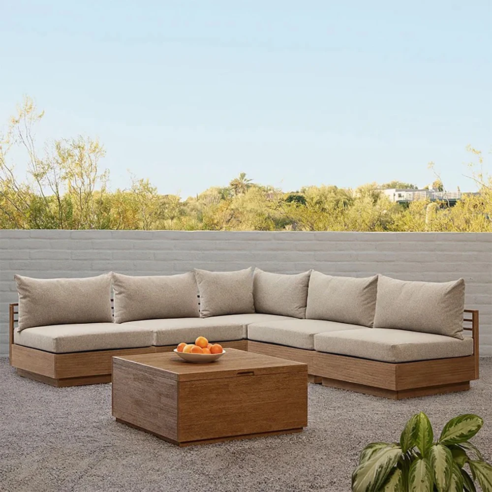 Elegant Outdoor Furniture All Weather Teak Wood Sofa Set