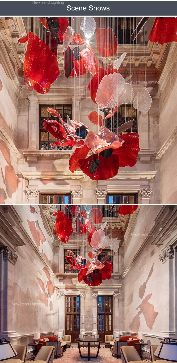 cpl 319 indoor decoration bespoke chandelier villa hall hotel lobby staircase glass led pendant light  -4