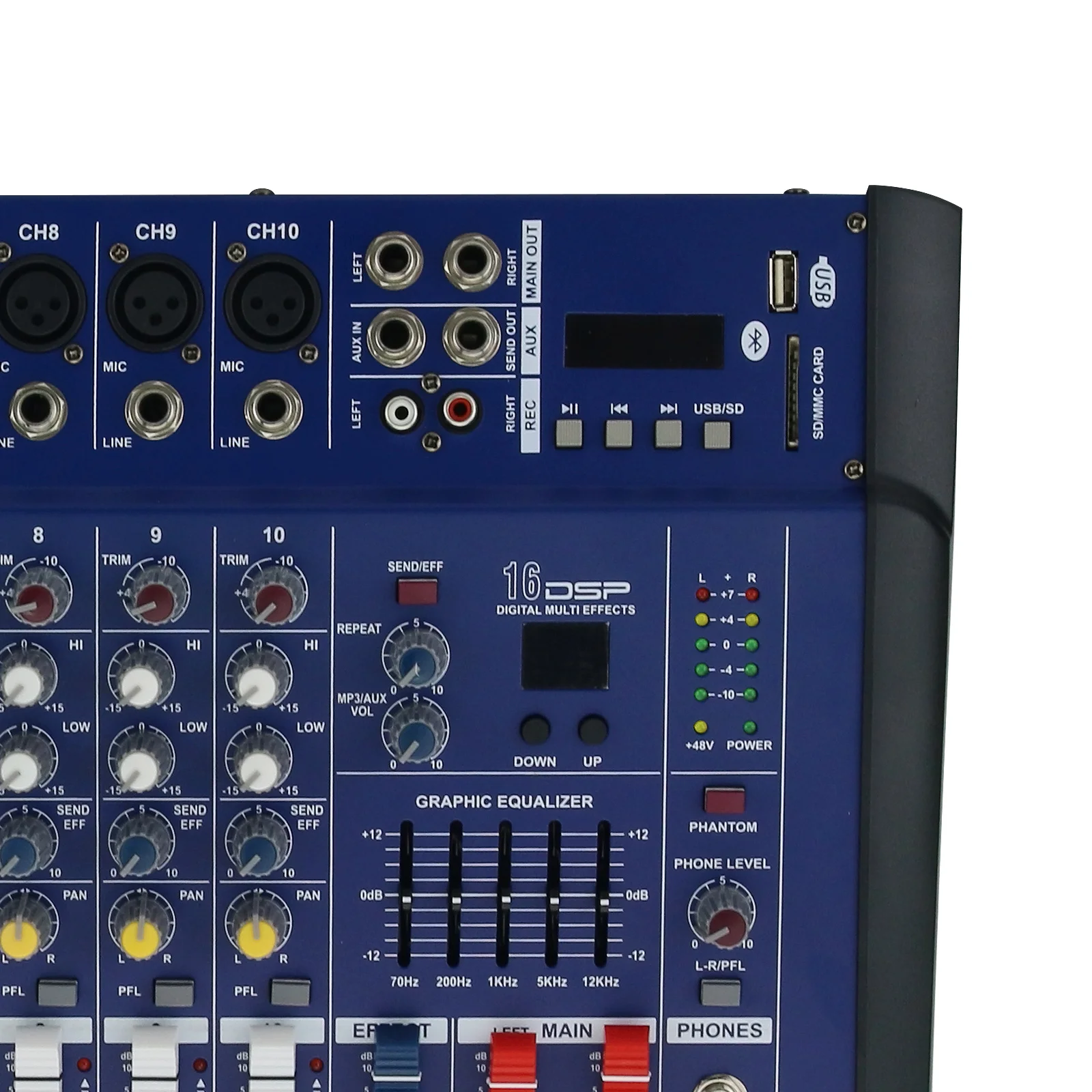 2000Watts 10 Channel Professional Powered Mixer Power Mixing Amplifier Amp Audio Mixer