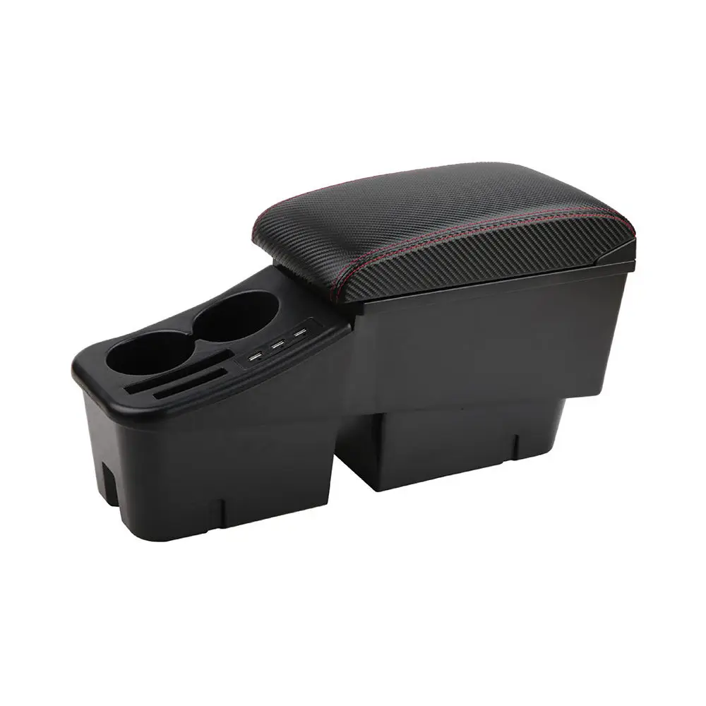 product new revision universal central car armrest storage box cup holder ashtray modification adjustable double auto armrest box-3