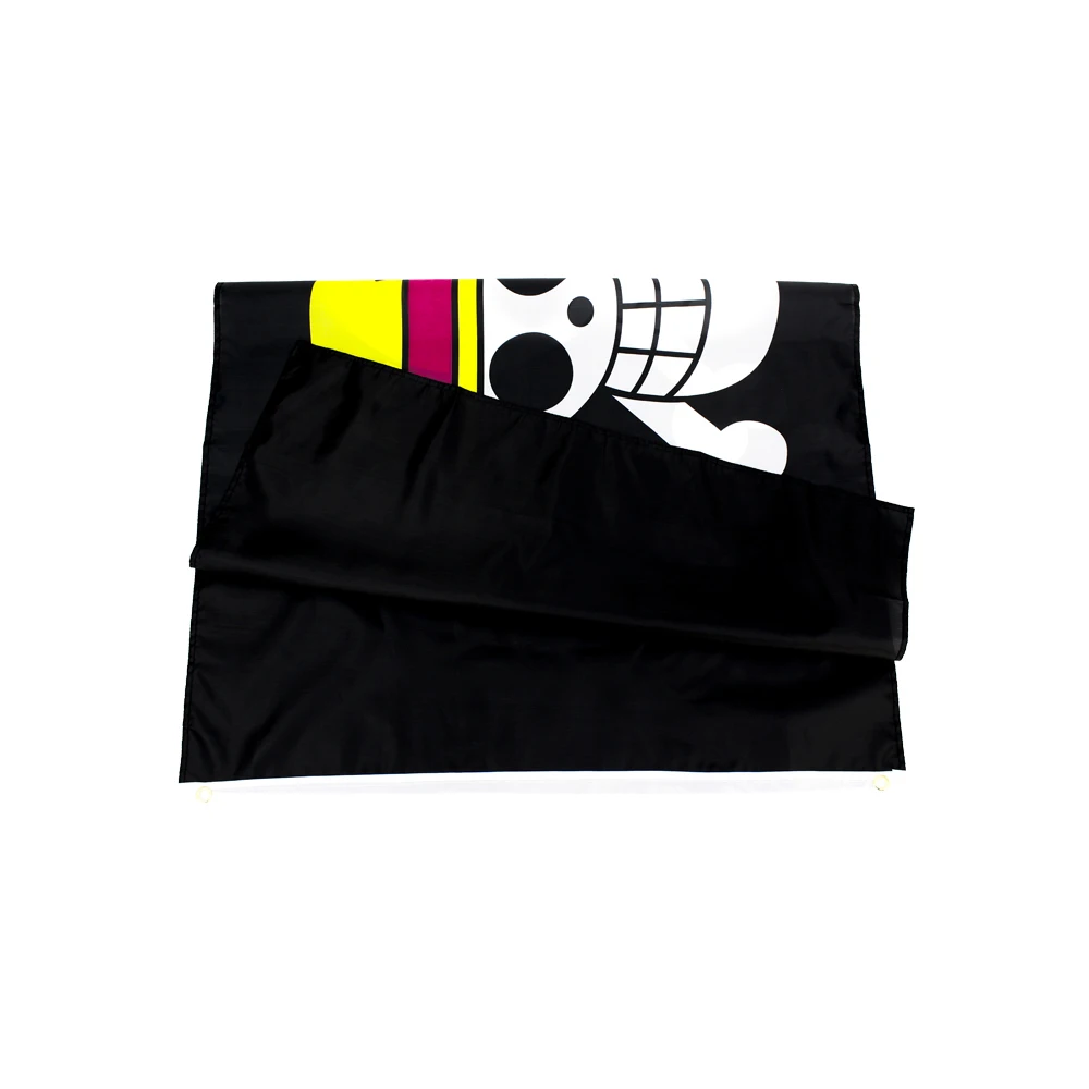 Ready Stock 100% Polyester Flying Style Double Sided Straw Hat Pirates One Piece Luffy Skull Flag