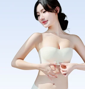 Wire-Free Anti-Slip Technology Solid Beauty Back Integrated Front Closure Push-Up Invisible Tube for Small Cup Strapless Bra