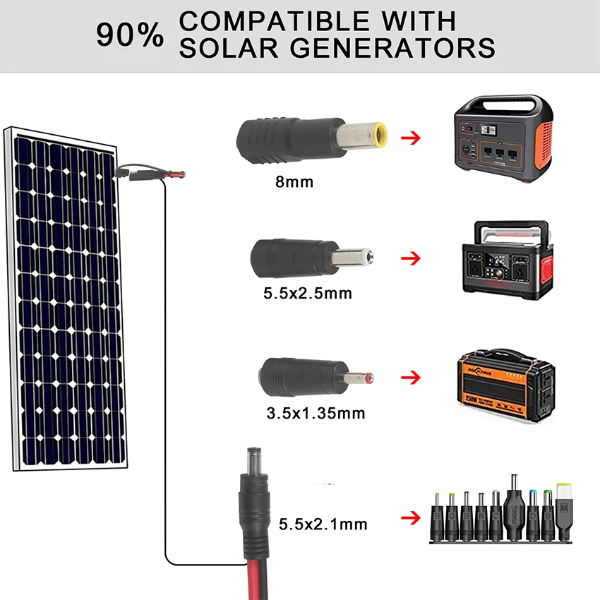 Portable Panel Dc Male 12V Charger Kit Cables And Plug Sae Battery Trickle Wiring Connection Cable Solar Quick Disconnect Wire 13