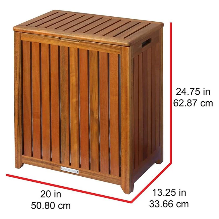Удобная и практичная деревянная корзина для белья с ручкой