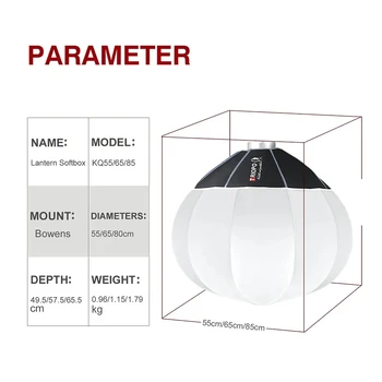 TRIOPO Lantern Softbox Light Modifier 55/65/85cm Quick Release for Sokani X100 COLBOR Godox Aputure Bowens Mount LED Video Light detail image