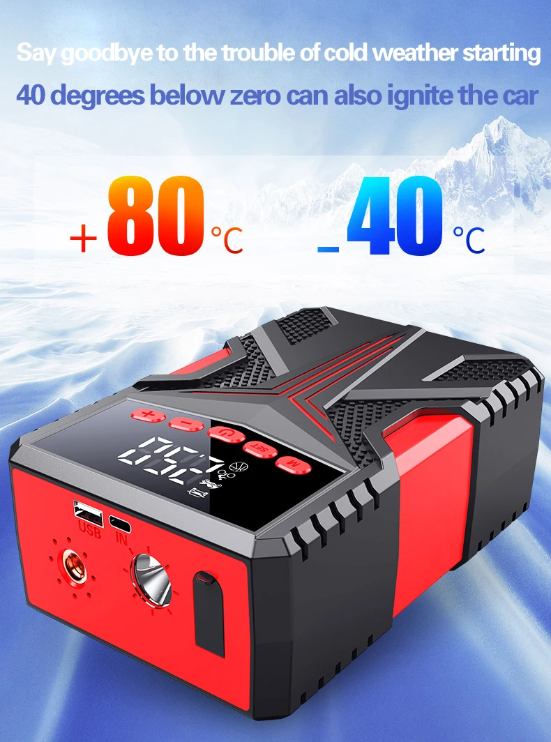 Jump Starter Air Compressor 800a Power Bank Portable Battery For Car
