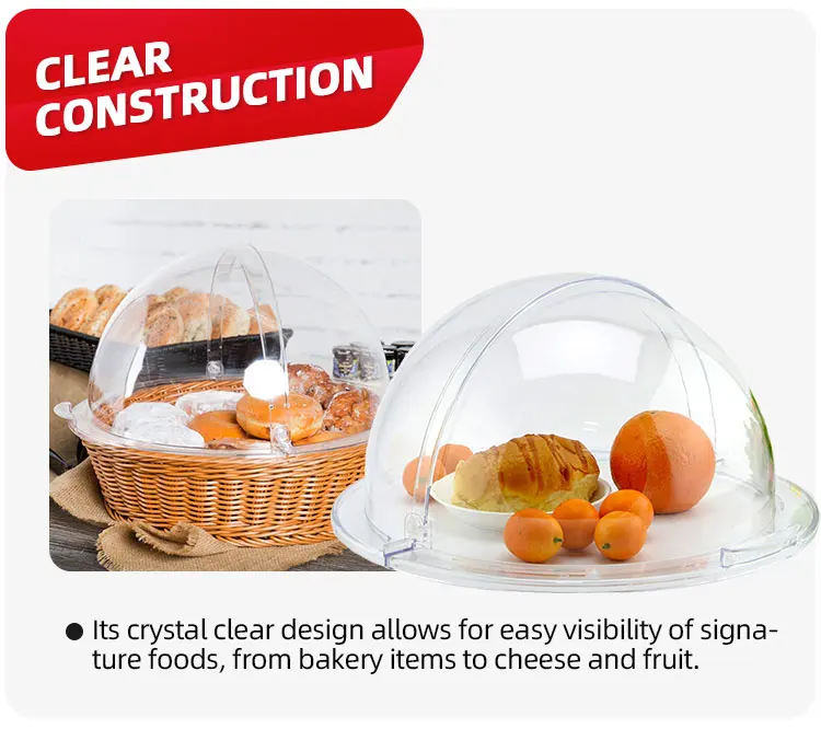 Polycarbonate Pastry Bread Clear Acrylic Cake Dome Cover Plastic Food Cover factory