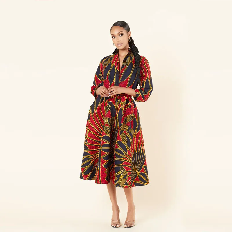 Various African Fancy Kitenge Printed Pattern Dress Midi Women Ladies Casual African Dresses
