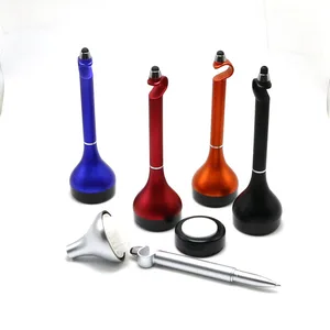 Promotional Multi Function  4 in 1 Desk Table Ball Pen  Brush Pen with Phone Holder Stylus Ball Point Pen