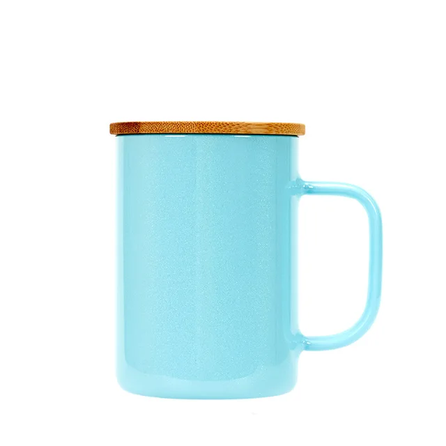 New 17oz Glass Mug Rainbow Lacquer Heat Sublimation Glass Straw Glass with Handle and Straw Lid