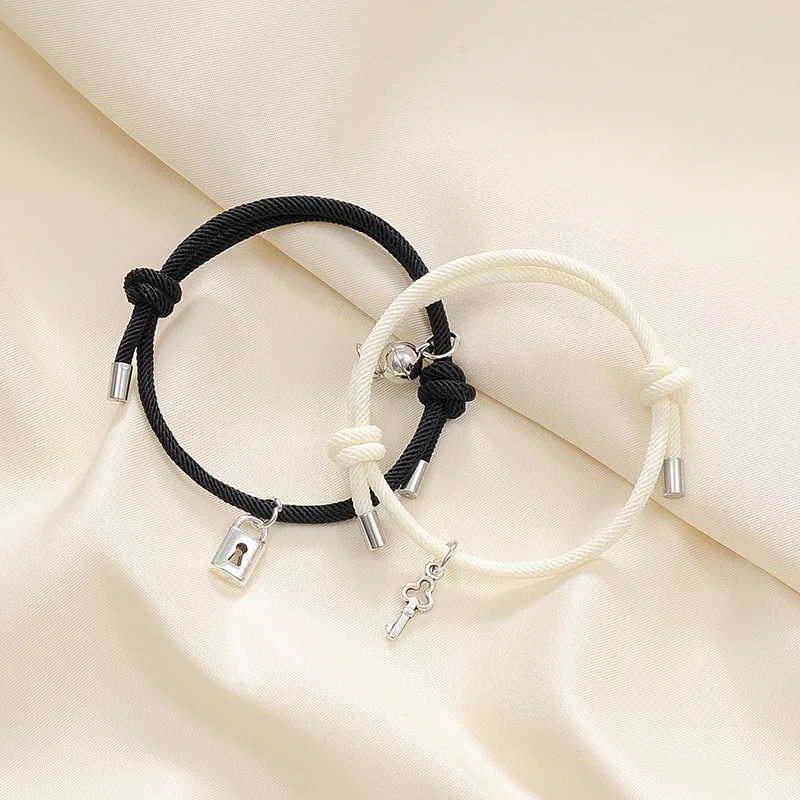 Handmade love-Lock Charm Bracelets For Women Men Padlock Retractable Rope Bracelet  Bangle Couple Jewelry - AliExpress
