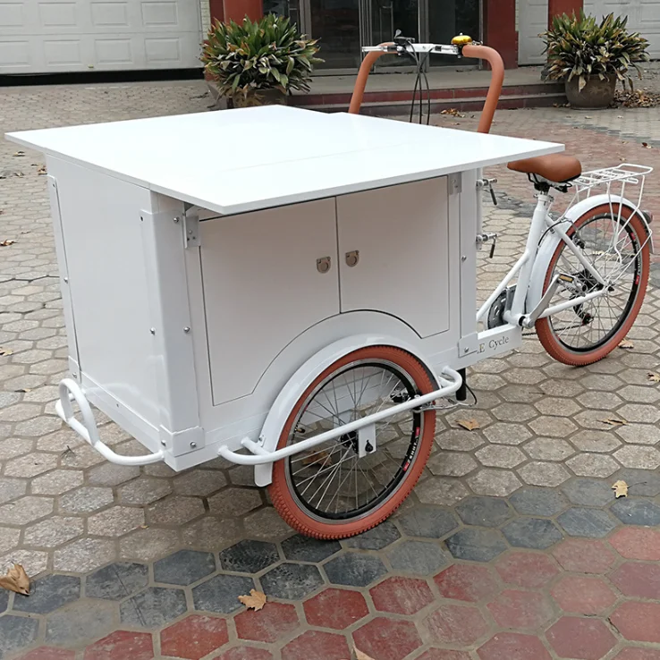 OEM Outdoor Mobile Double Folding Tricycle for BBQ Snacks