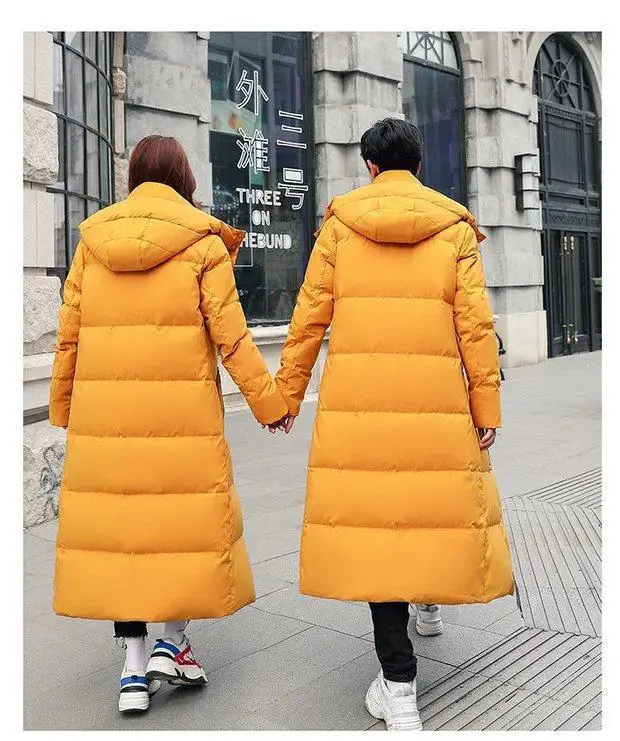 Fashion Women Men Unisex Extra Long Style Padded Coat Winter Wear Hooded Wadded Warm Zipper Solid Color Outwear Casual Maxi Coat Alibaba