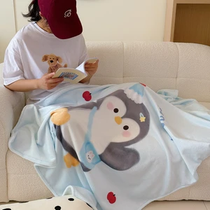 Wholesale Korean Style 1PLY Soft Flannel Fleece Animal Printed Blankets Cozy Fluffy Throw Blanket