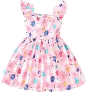 OEM ODM Sleeveless Swing Sundress Summer Clothes Kids Easter Girl Dress 2-14 Years Old