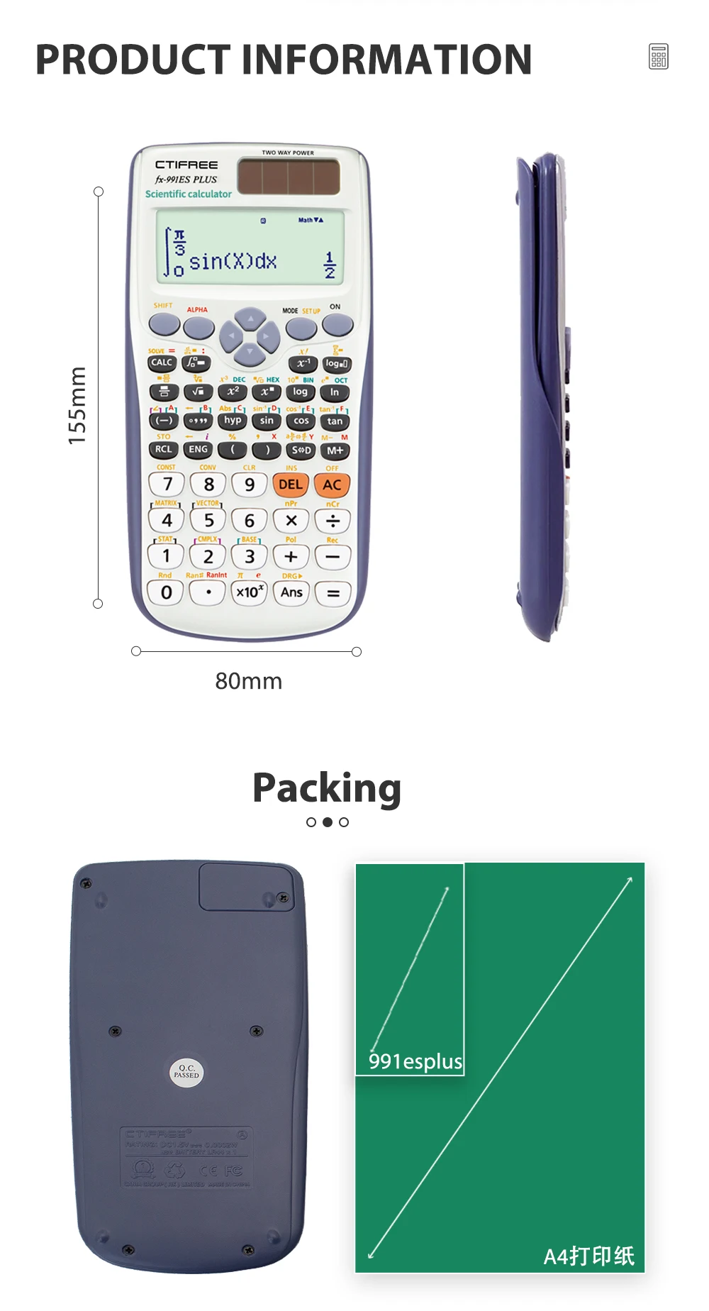 Scientific Calculator Fx-991es Plus Office Supplies Multi-function ...