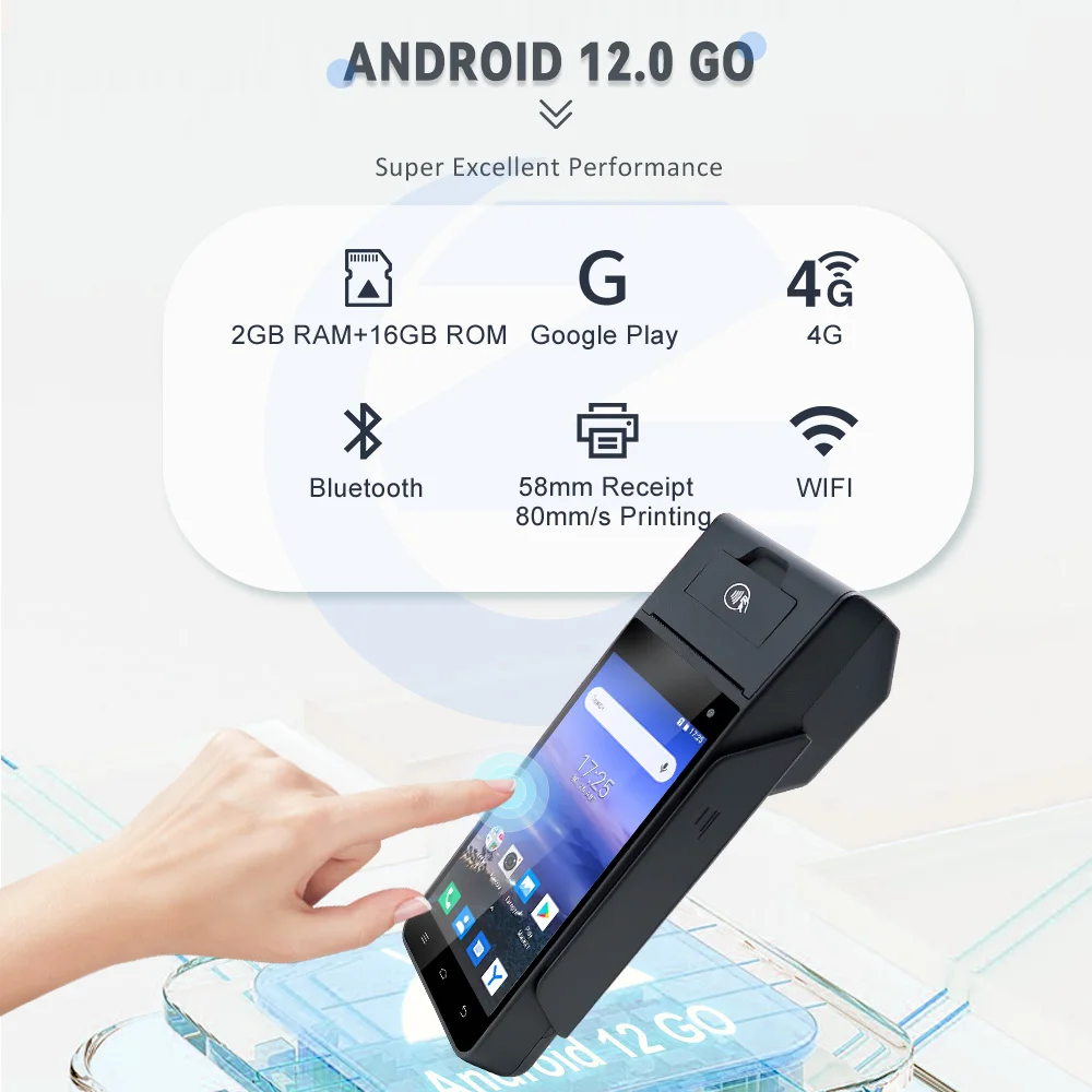 Z90 Handheld POS Terminal Touch Screen With In-built Thermal