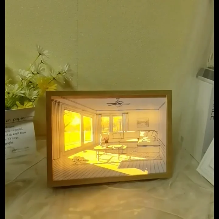 Wooden 3d Led Photo Frames Custom Designs Wedding Decorative Display