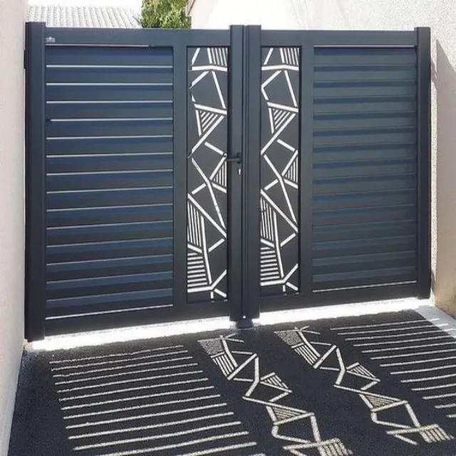 Waterproof Wpc Fence Panel with Gate House Main Gate Designs with Aluminium Frame and Plastic Composite Gate