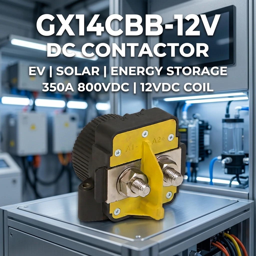 คอนแทคเตอร์แม่เหล็กแบบ 1 Form X รุ่น GX14CBB สำหรับ Sensata-Gigavac ความจุสูงสุด 350A, 24VDC, 800VDC พร้อมขั้วต่อเสริมสำหรับระบบพลังงานแสงอาทิตย์ (PV)