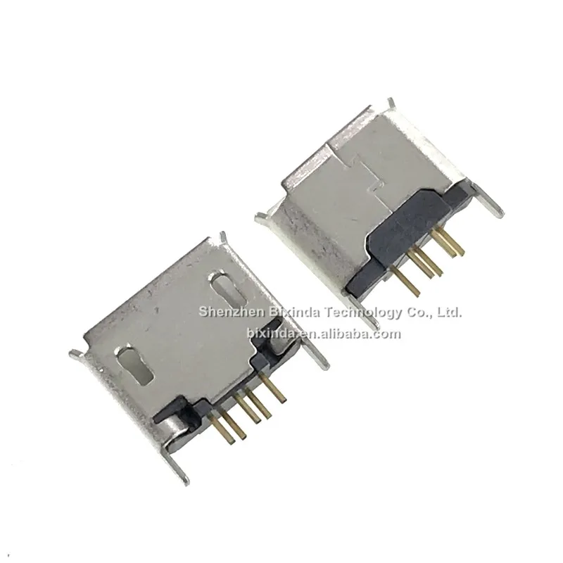 5x Micro USB Vertical Female Connector – MICRO-5P, 180 Degree, Card Mount – Unbranded