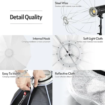 TRIOPO KQ85 85cm Lantern Softbox Spherical Collapsible Soft Box Bowens Mount Studio Photography Video Lighting Accessory 65cm detail image
