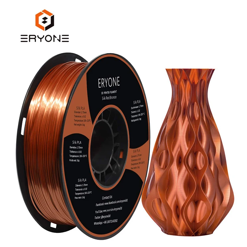 Eryone Silk Pla丝1 75毫米 Silk Copper Pla 用于3d打印机和3d笔的3d打印丝 1千克 1卷 Buy Pla长丝1 75 丝pla 丝pla Product On Alibaba Com