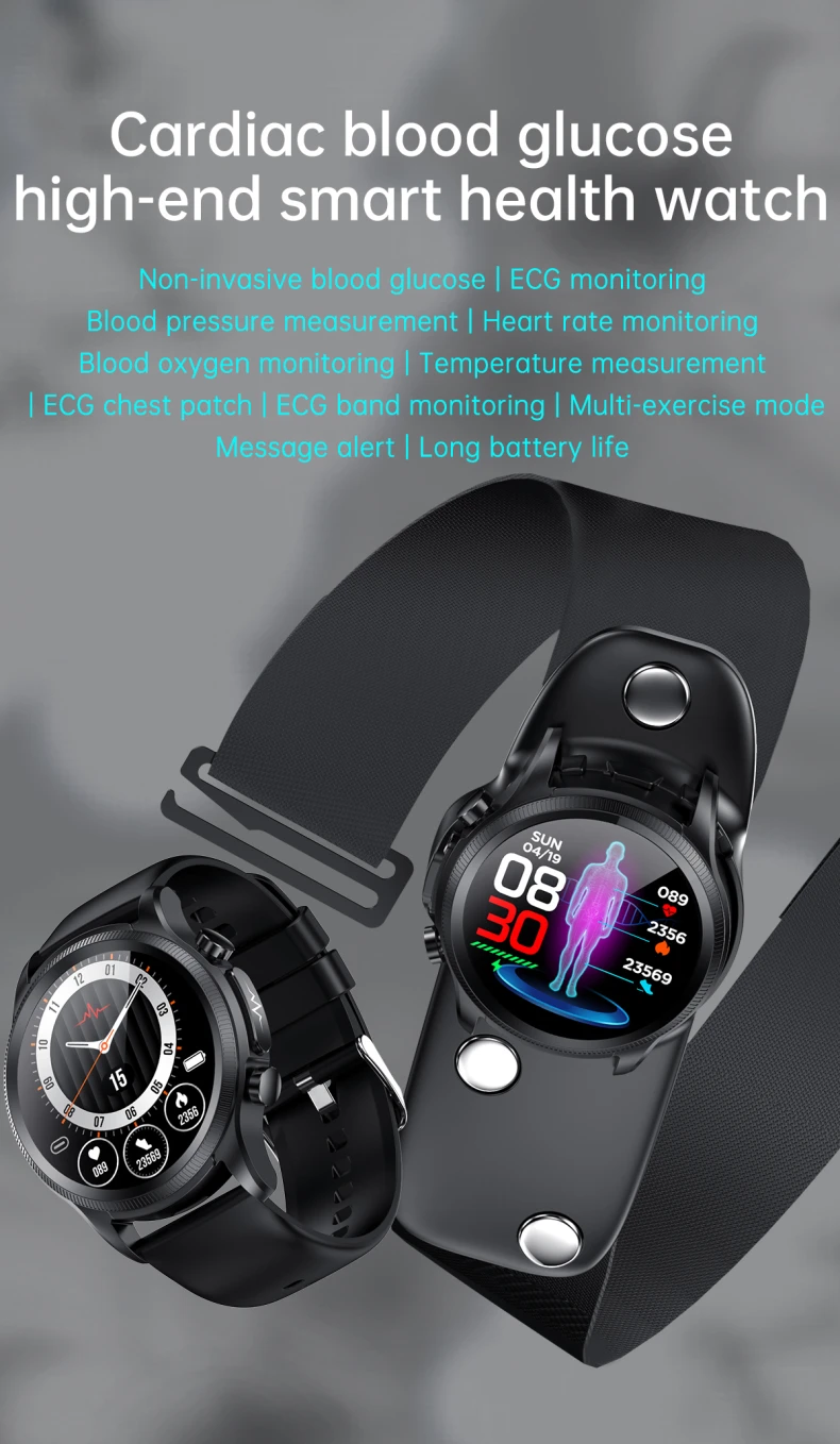 Intelligent ECG Blood Glucose Health Smart Watch 1.39 Inch HD Screen ECG Chest Patch Real Time ECG Analysis E400 Smart Watch (1).jpg