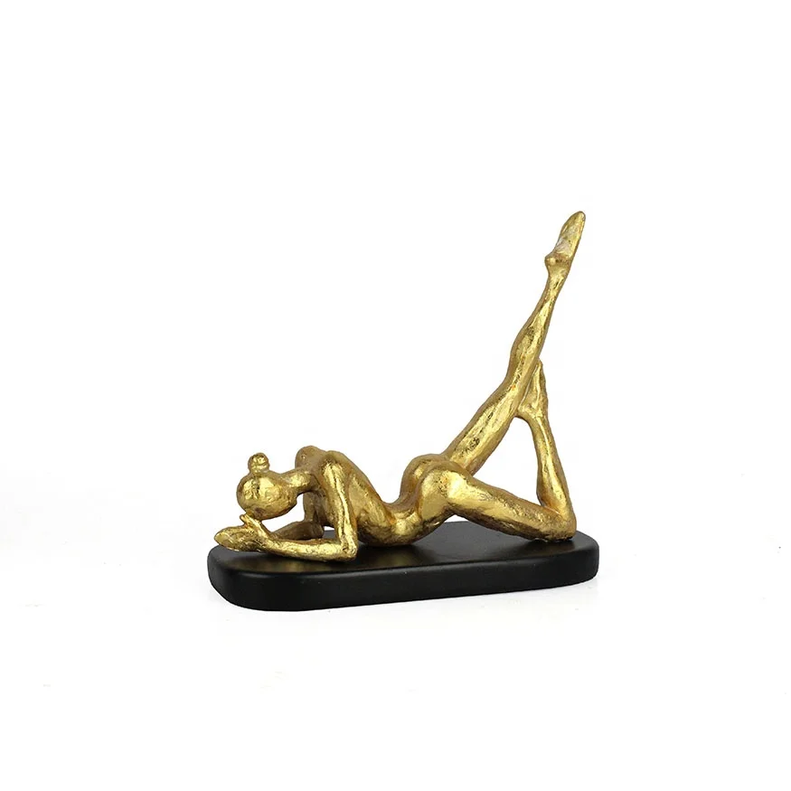 Großhandel Harz Gymnastik Mädchen Heimhandwerk Harz Gold Skulptur Zuhausezubehör Statuen Ornamente