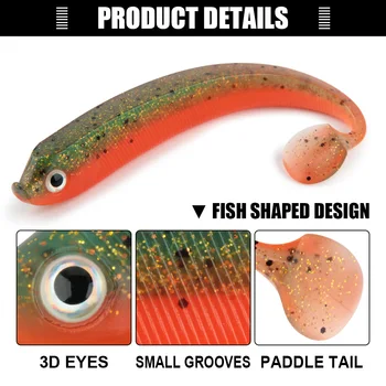 Spinpoler Soft Plastic Bass Artificial Bait Fishing Lures Paddle T Tail Swimbait Shad Fishing PVC 75mm 95mm 125mm Crankbait – Soft Lure – view 5