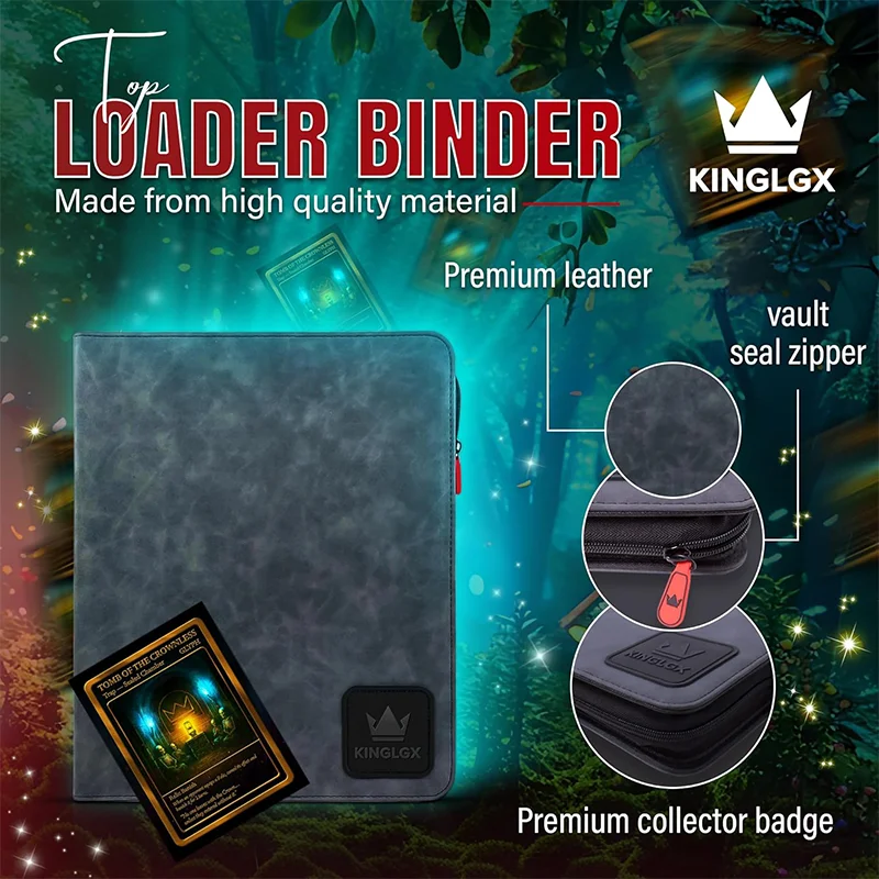 Top Load Card Binder 9 Pockets Custom Toploader Binder Custom Logo PU Leather Trading Card TCG Top Loader Card Binder Top Load Card Binder 9 Pockets Custom Toploader Binder Custom Logo PU Leather Trading Card TCG Top Loader Card Binder