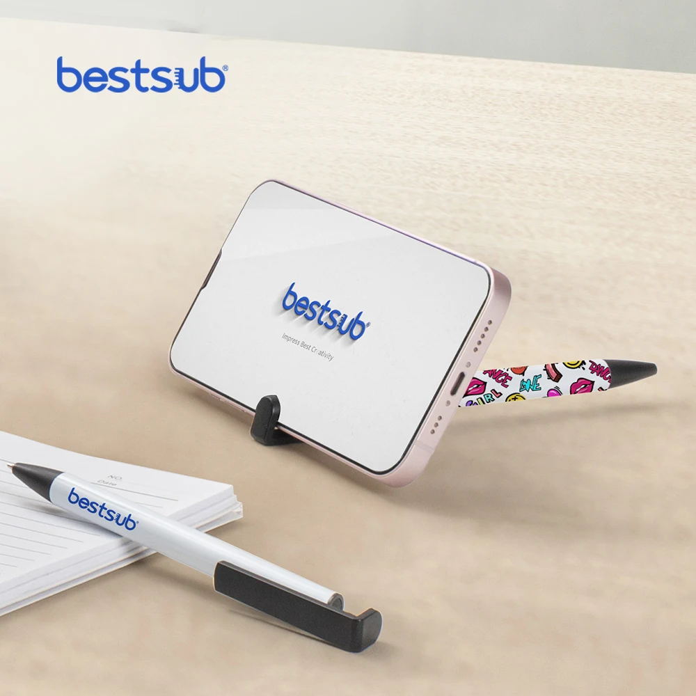Лидер продаж оптовая продажа белые металлические сублимационные шариковые ручки BestSub с термоусадочной пленкой для сублимационных заготовок