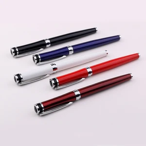 High Quality Elegant Classic Style Customized Brand Logo Black Metal Roller Gel Pen