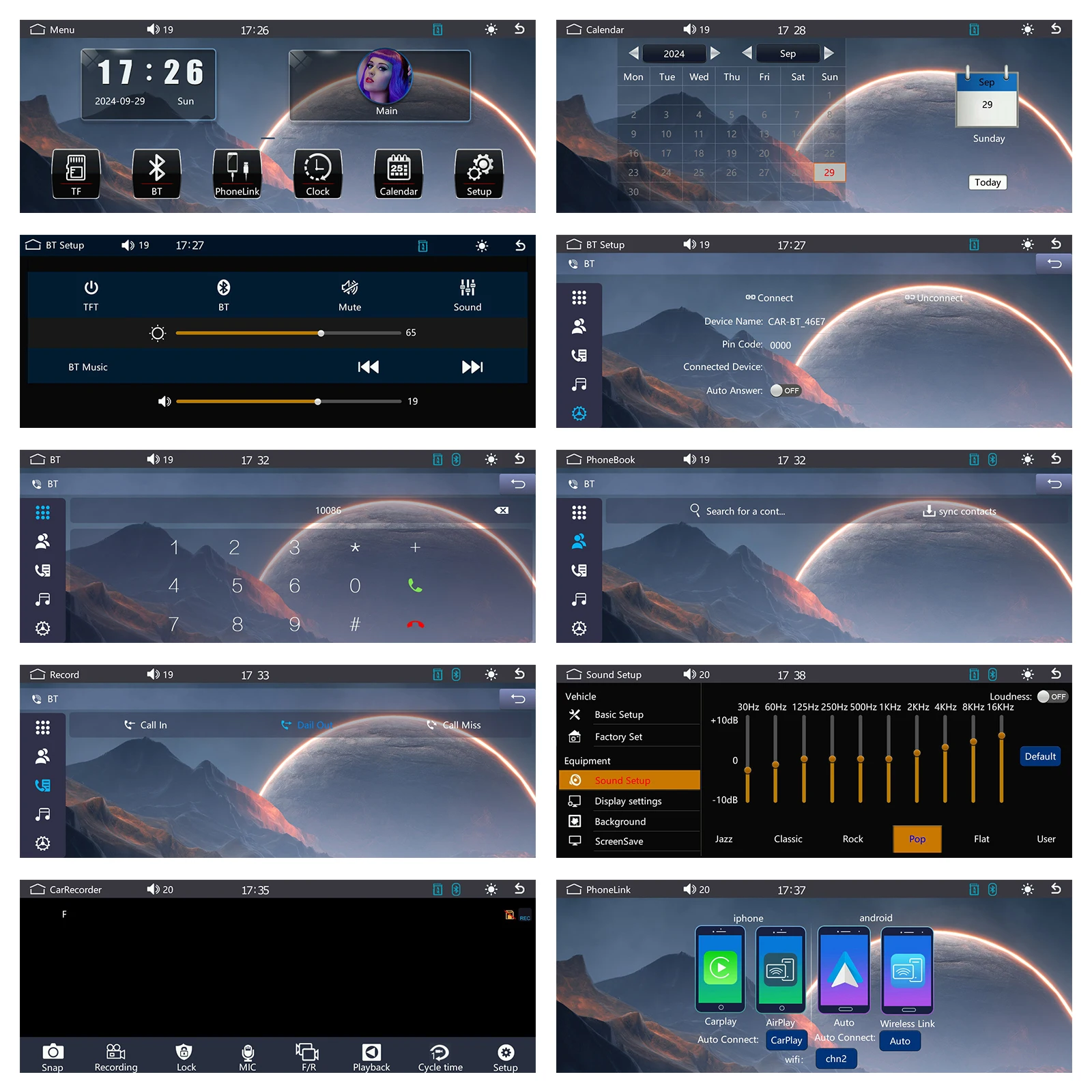 android auto dual bt ip67 waterproof dvr customization a3956-6