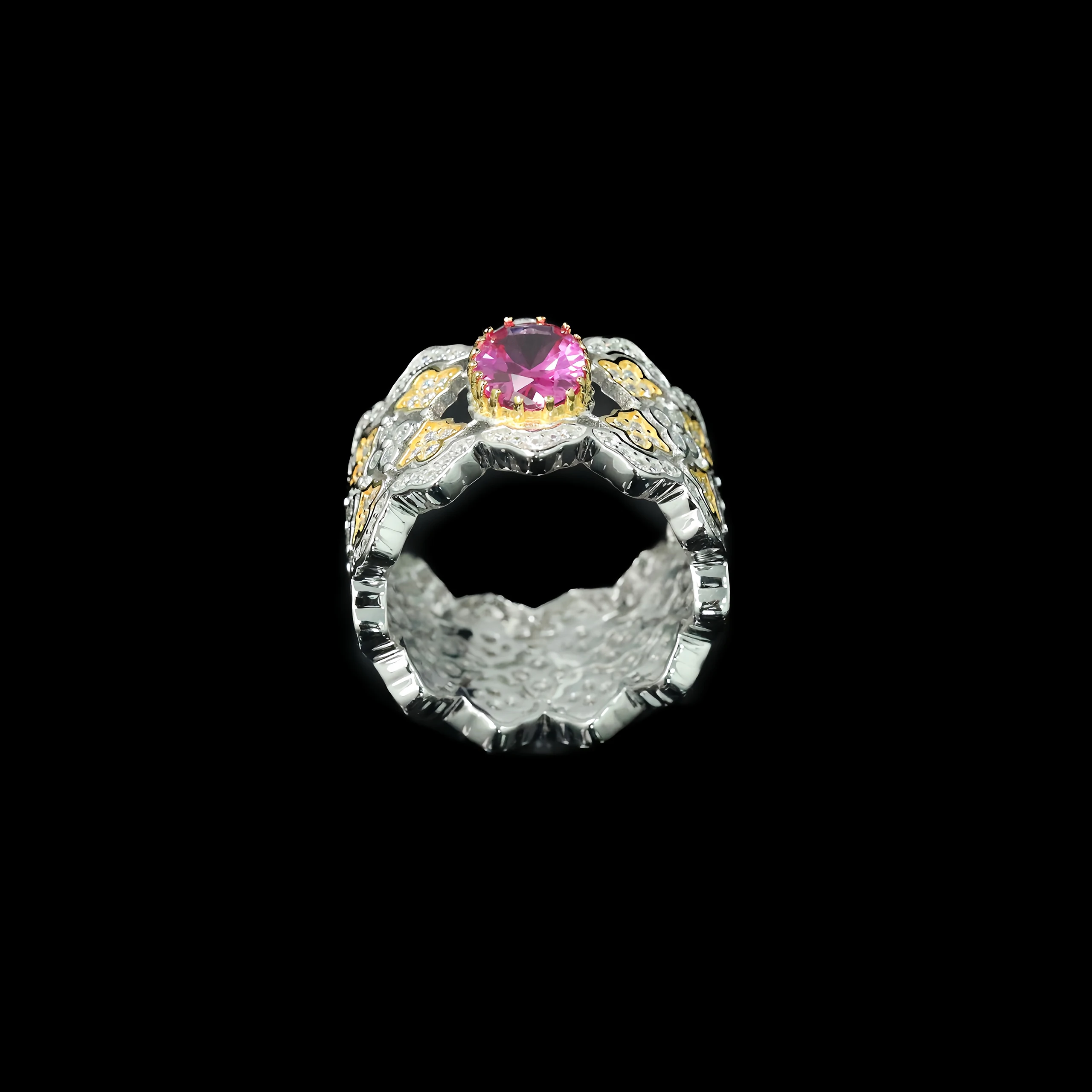 MUSHAN Jewelry Factory 925 Sterling Silver Ring High-carbon Drill GRC Cultivated Pink Jewelry Fashion Retro Girl and Women Rings