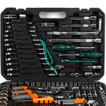 135PC Chrome Vanadium Steel Auto Repair Tool Set 1/2 Inch Drive Hand-Power Source Ratchet Bit Holder Screwdriver 1-Year Warranty