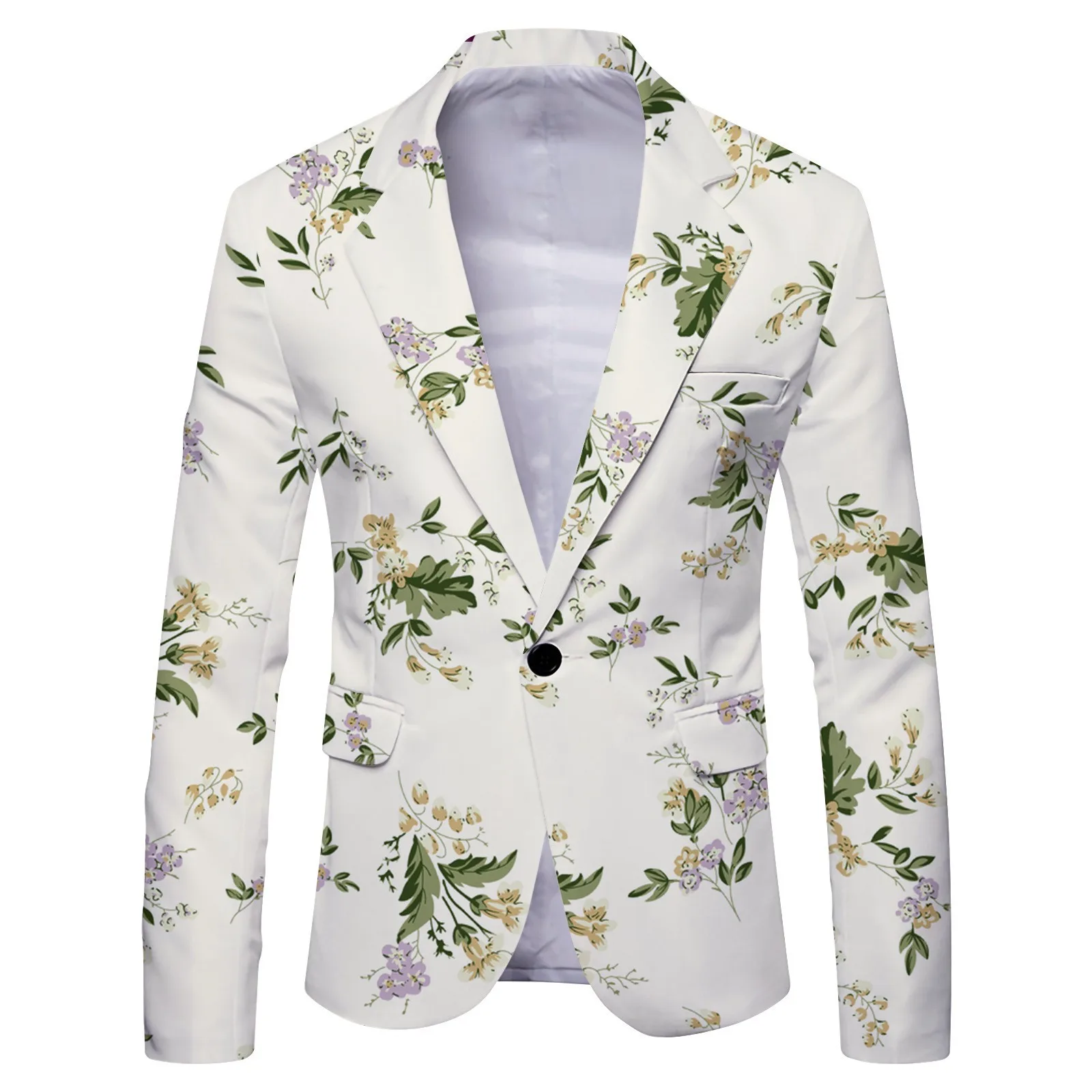 Men's Polka Dot Floral Stripe Leopard Printing Slim Fit Casual Suit For ...