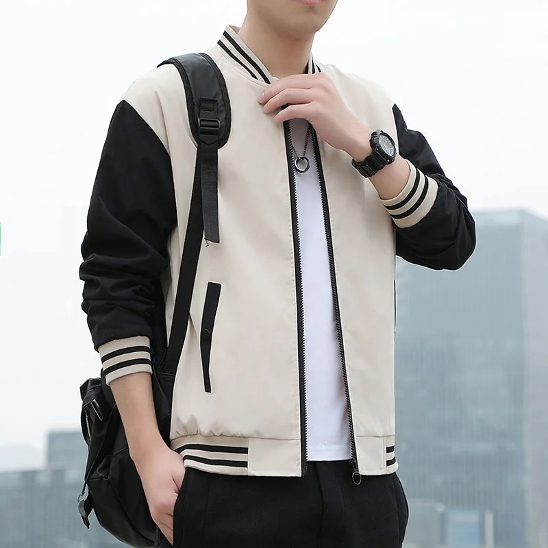 Spring Autumn Men Baseball Stand Collar Korean Style Casual Jackets And Coats Male Slim Fit Bomber Jacket_voghion.com