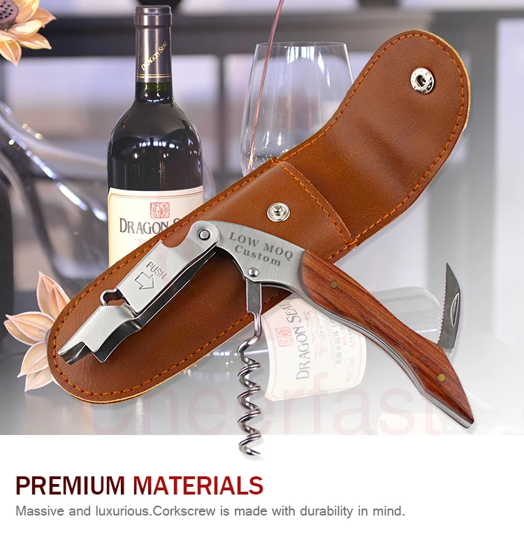 Wholesale Wood Handle Double Hinged Waiter's Corkscrew Rosewood Red