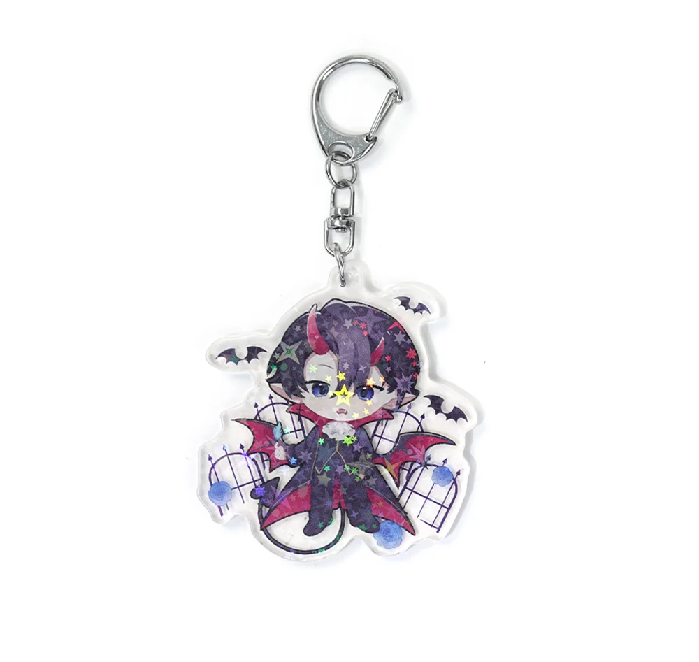 Double Sided Printing Holographic holo rainbow Acrylic Charm Anime Game Peripheral Kawaii Key Pendant