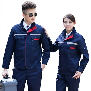 Long-sleeved Unisex Overalls Suit Wear-resistant Spring Autumn Moisture-wicking Cotton Reflective Strip Factory Labor protection