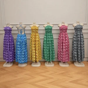 Wholesale New Summer Printed Sexy Backless Sleeveless Sling Women Fashion Style Dress