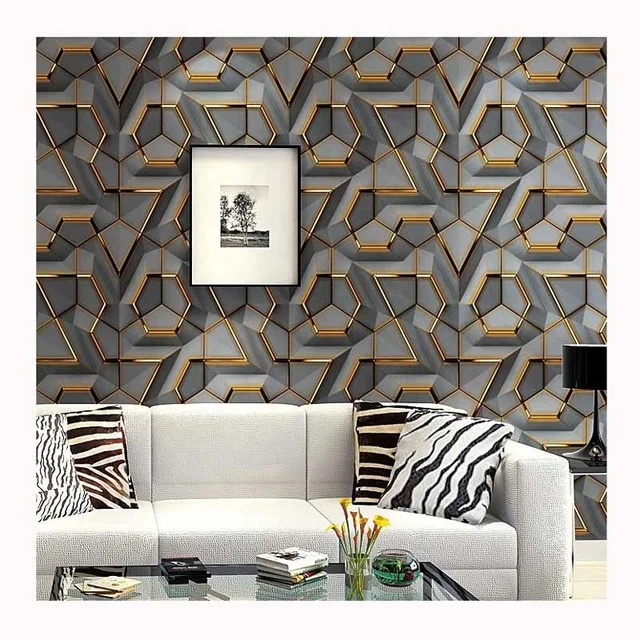 New Arrival Household PVC 3d Wallpaper Interior coating wall paper geometric pattern modern design home decor